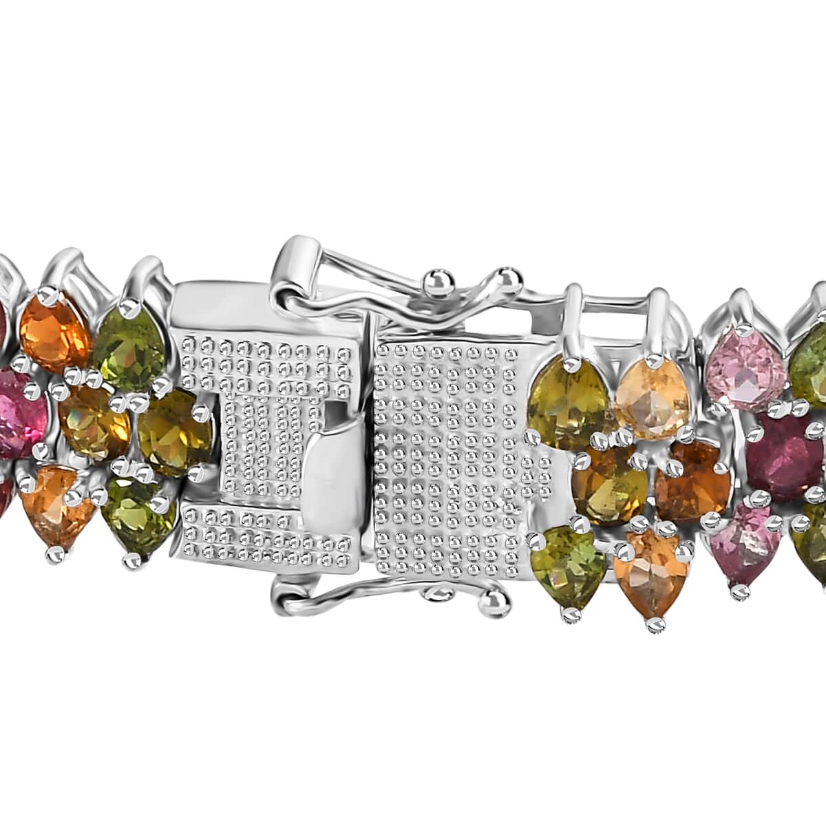 Multi-Tourmaline Garland Bracelet in Platinum Over Sterling Silver (7.25 In) 24.30 ctw image number 3