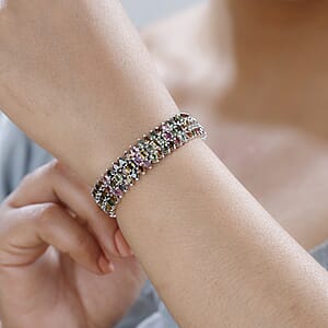 Multi-Tourmaline Garland Bracelet in Platinum Over Sterling Silver (8.00 In) 24.40 ctw