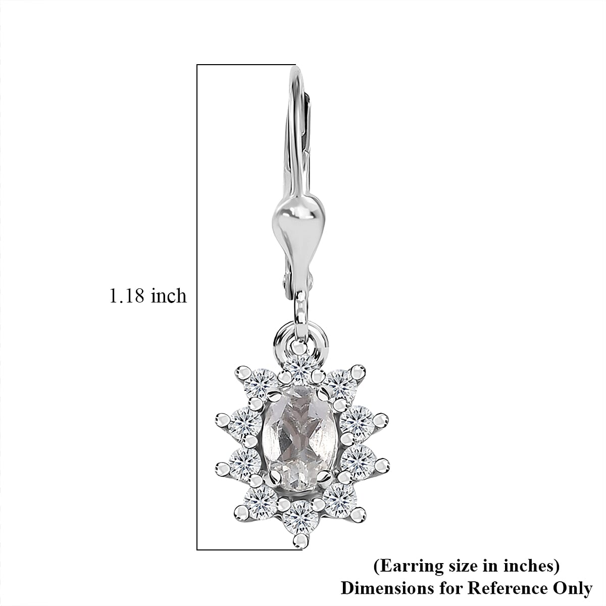 Mexican Hyalite Opal and White Zircon Sunburst Lever Back Earrings in Platinum Over Sterling Silver with Free UV Flash Light 1.65 ctw