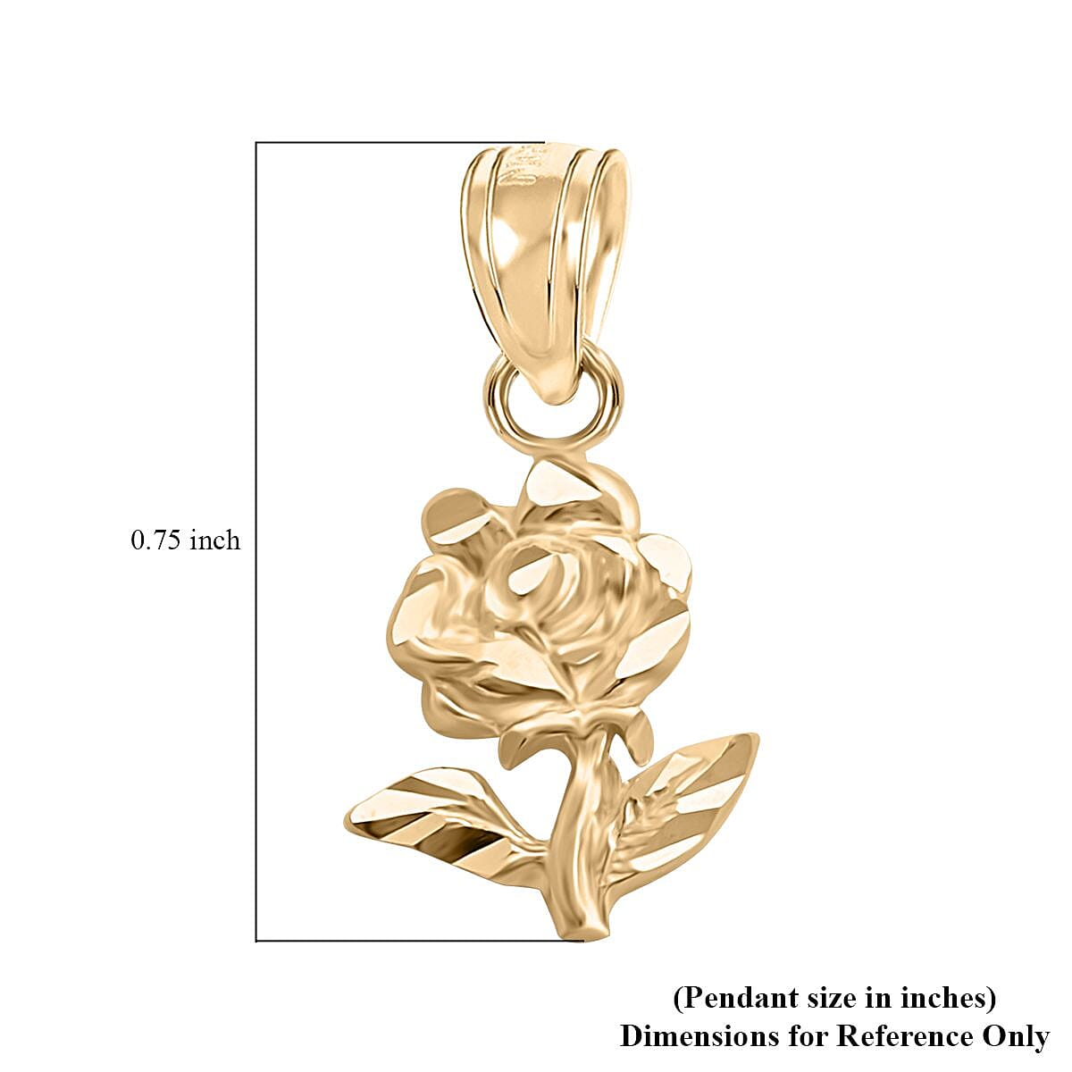 Made in America 10K Yellow Gold Rose Pendant 0.50 Grams image number 4