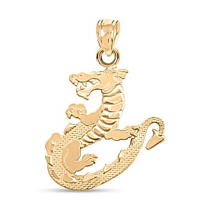 Made in America 10K Yellow Gold Dragon Pendant without Chain 0.70 Grams