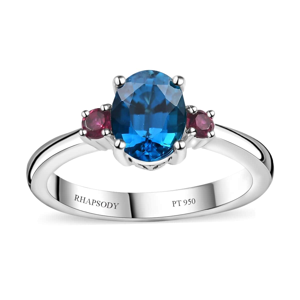 Rhapsody 950 Platinum AAAA Monte Belo Indicolite and Ouro Fino Rubellite Ring (Size 7.0) 5.90 Grams 1.35 ctw image number 0