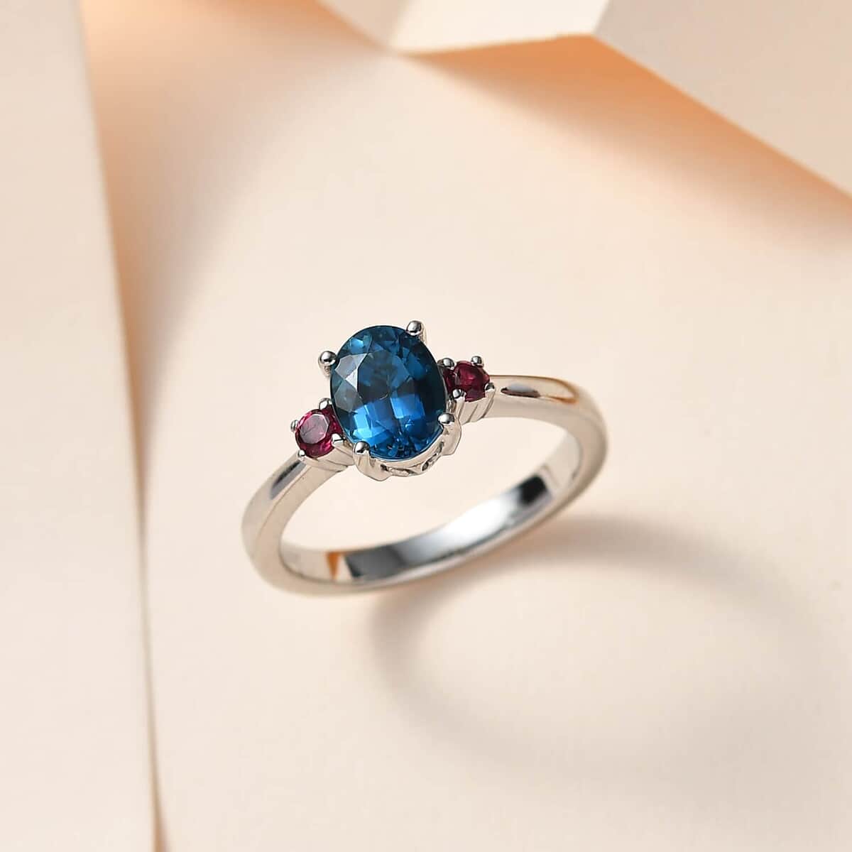 Rhapsody 950 Platinum AAAA Monte Belo Indicolite and Ouro Fino Rubellite Ring (Size 7.0) 5.90 Grams 1.35 ctw image number 1