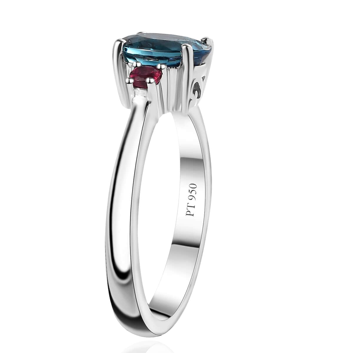 Rhapsody 950 Platinum AAAA Monte Belo Indicolite and Ouro Fino Rubellite Ring (Size 7.0) 5.90 Grams 1.35 ctw image number 3