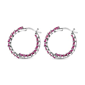 Niassa Ruby (FF) Inside Out Hoop Earrings in Platinum Over Sterling Silver 8.00 ctw