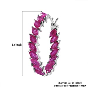 Niassa Ruby (FF) Inside Out Hoop Earrings in Platinum Over Sterling Silver 8.00 ctw