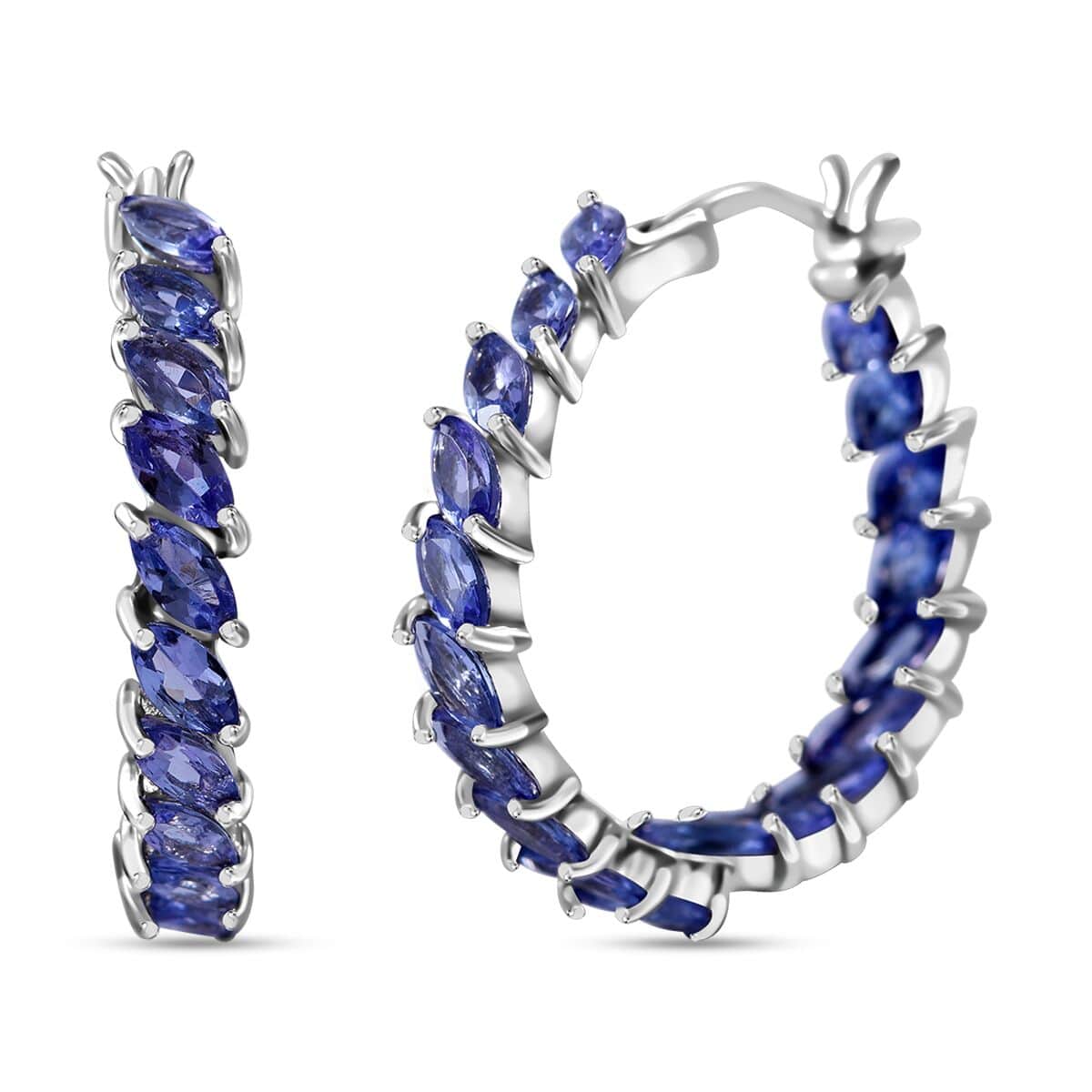 Tanzanite Inside Out Hoop Earrings in Platinum Over Sterling Silver 5.70 ctw image number 0