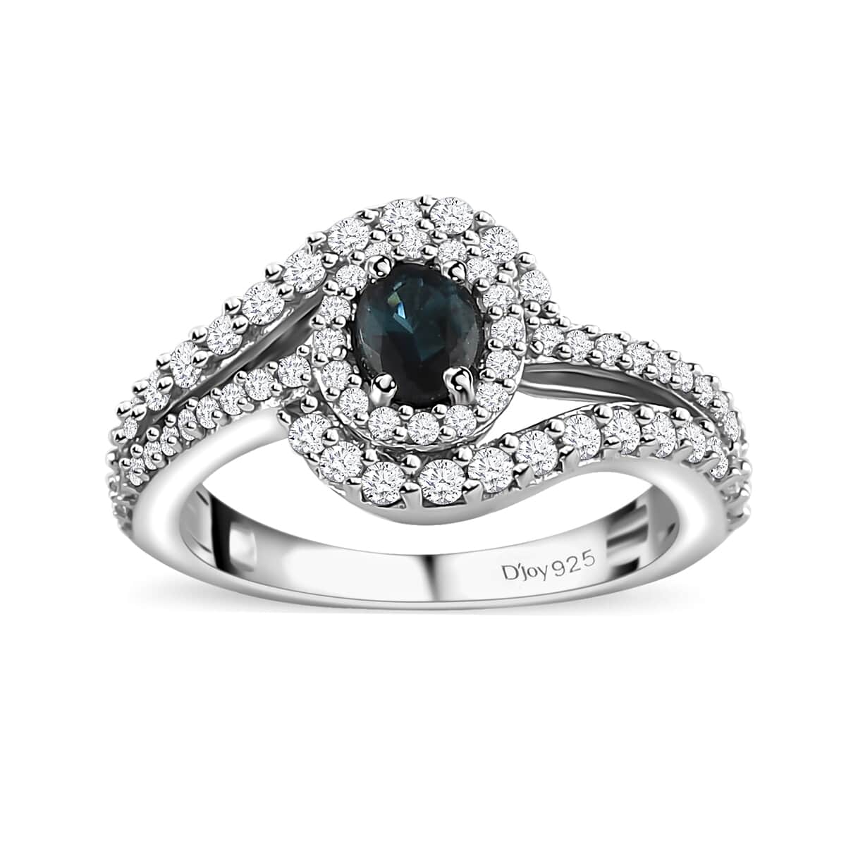 Monte Belo Indicolite and White Zircon Ring in Platinum Over Sterling Silver (Size 10.0) 1.15 ctw image number 0