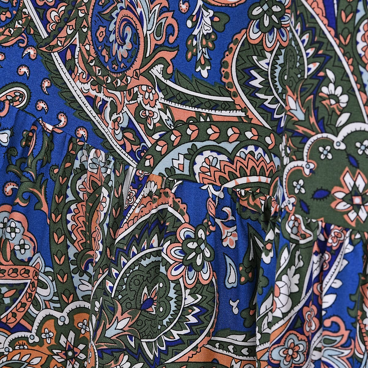 Tamsy Blue Bandana Elastic Waist Maxi Skirt - One Size Fits Most image number 5