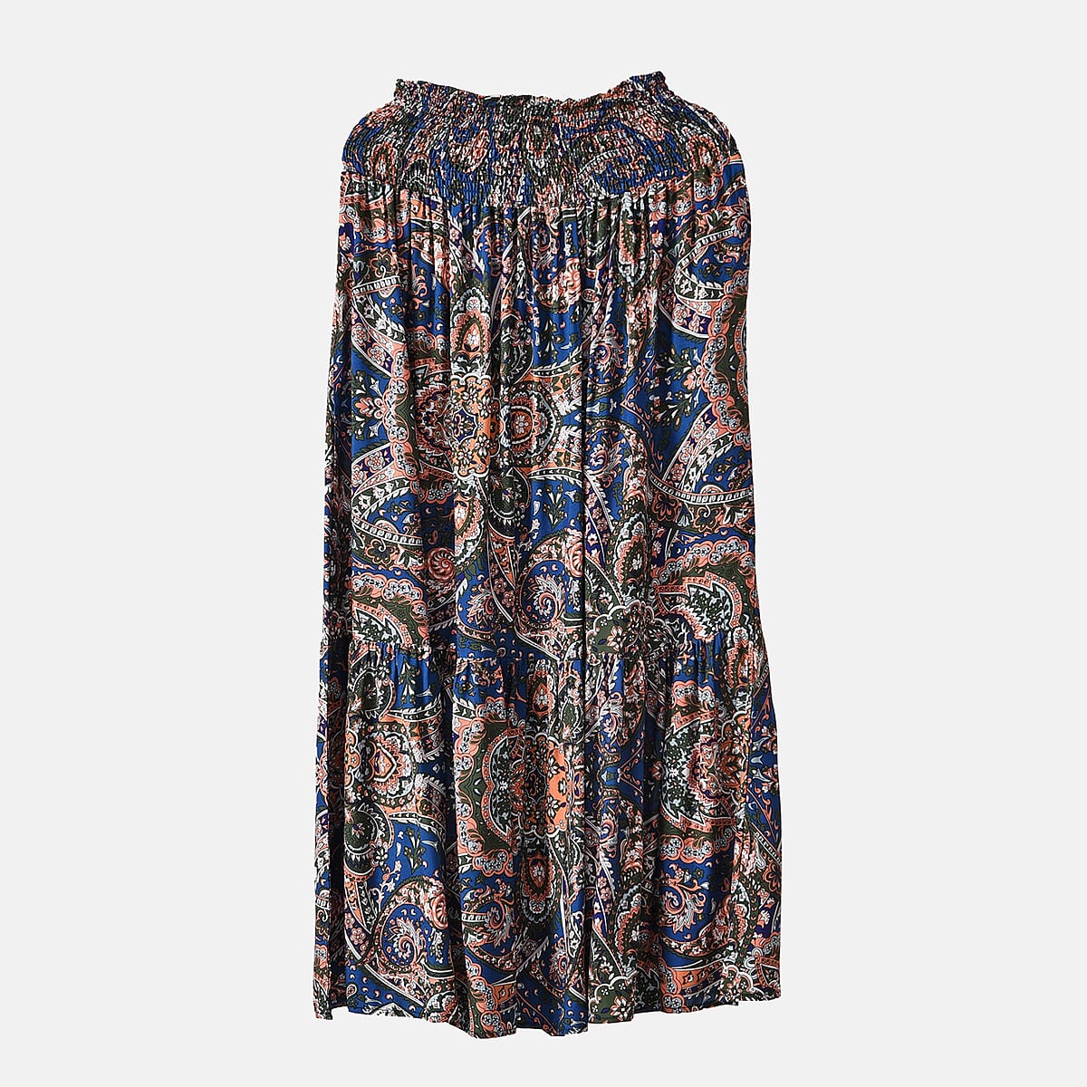 Tamsy Blue Bandana Elastic Waist Maxi Skirt - One Size Fits Most image number 6