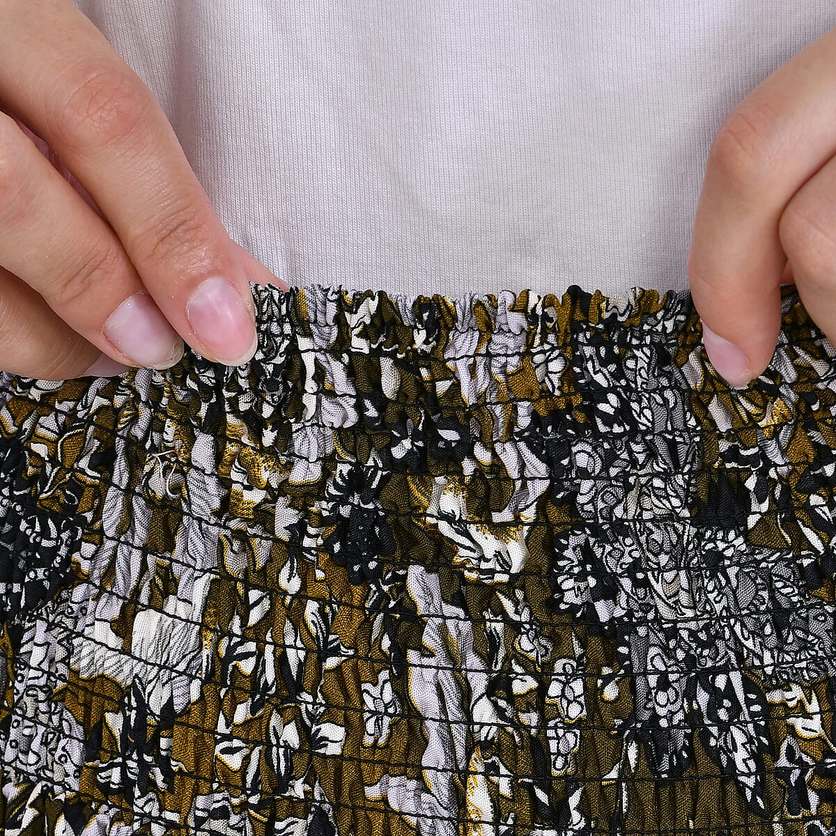 Tamsy Citrine Paisley Elastic Waist Maxi Skirt - One Size Fits Most image number 4