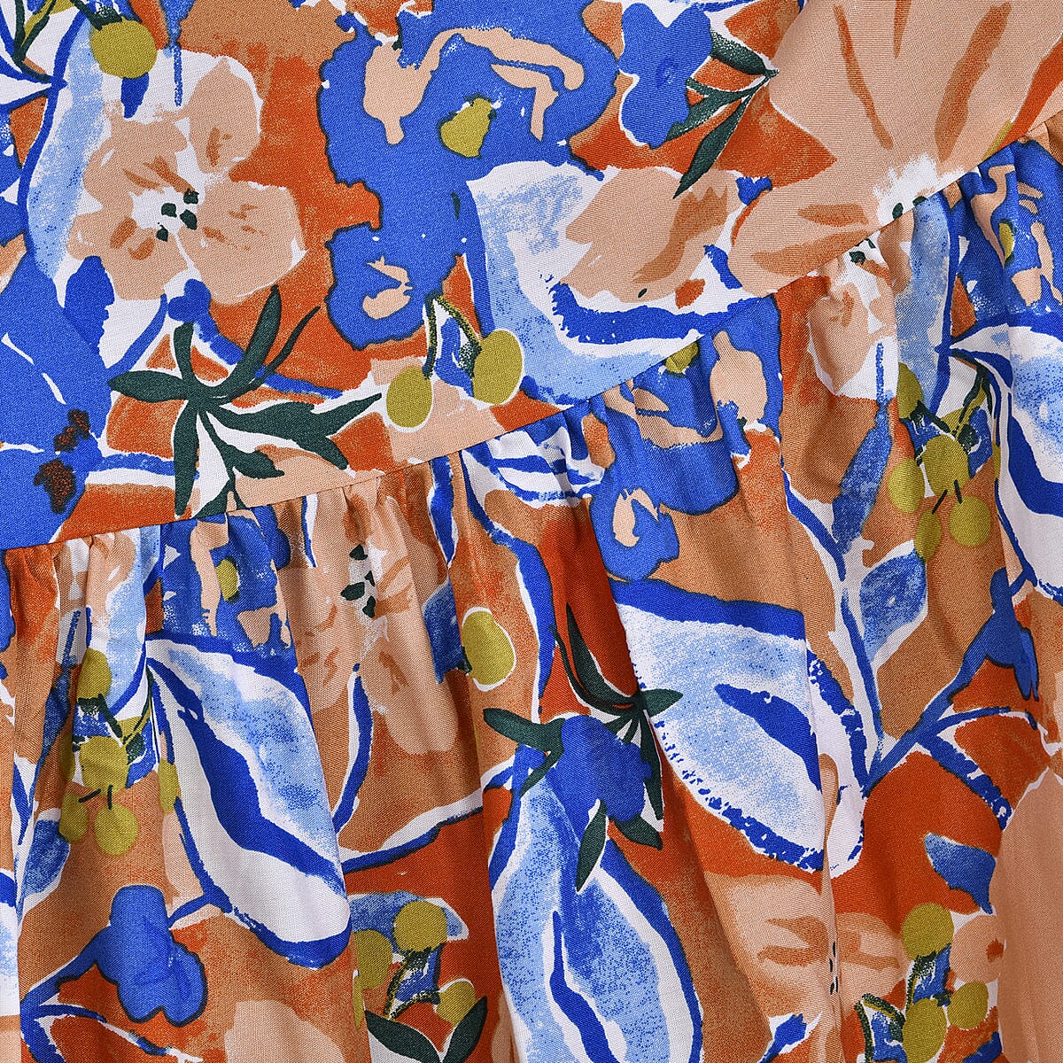 Tamsy Multi Color Floral Elastic Waist Maxi Skirt - One Size Fits Most image number 5