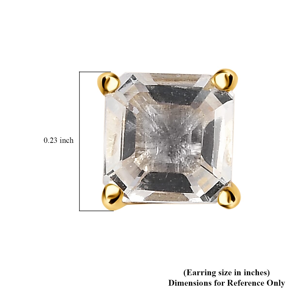 Asscher Cut Mexican Hyalite Opal 1.00 ctw Solitaire Stud Earrings in Vermeil Yellow Gold Over Sterling Silver with Free UV Flash Light