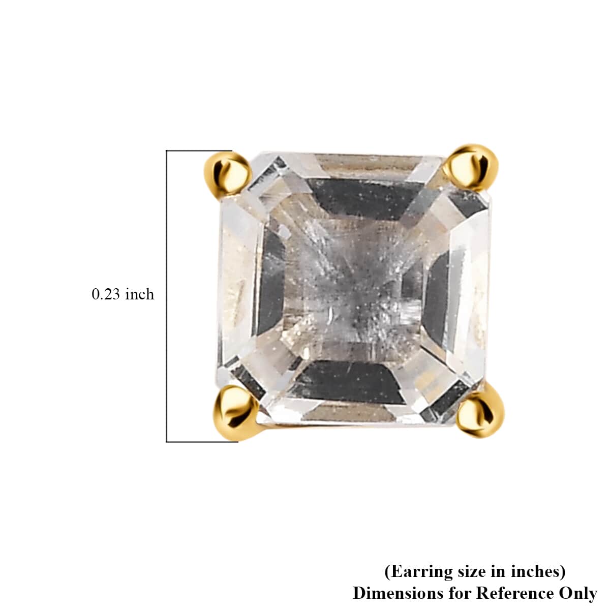 Asscher Cut Mexican Hyalite Opal Solitaire Stud Earrings in Vermeil Yellow Gold Over Sterling Silver with Free UV Flash Light 1.00 ctw image number 4