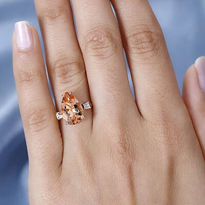 Certified & Appraised Luxoro 14K Rose Gold AAA Marropino Morganite, Diamond (G-H, I1) (0.17 cts) Ring (Size 10.0) 3.90 ctw
