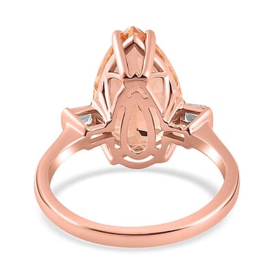 Certified & Appraised Luxoro 14K Rose Gold AAA Marropino Morganite, Diamond (G-H, I1) (0.17 cts) Ring (Size 10.0) 3.90 ctw