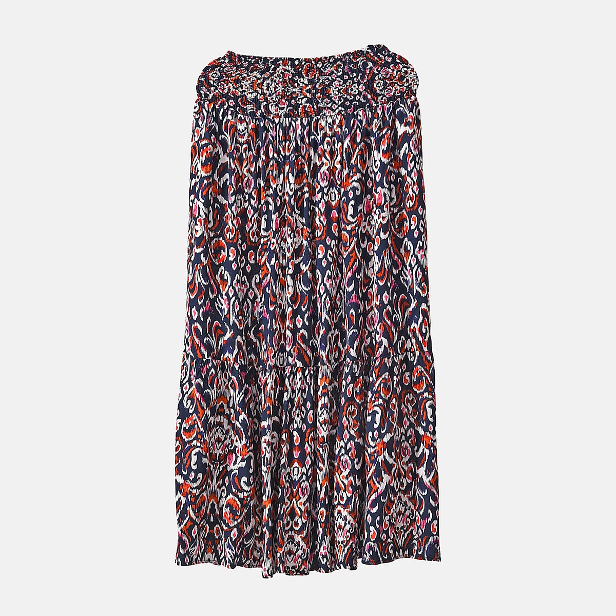 Tamsy Navy Abstract Elastic Waist Maxi Skirt - One Size Fits Most image number 6