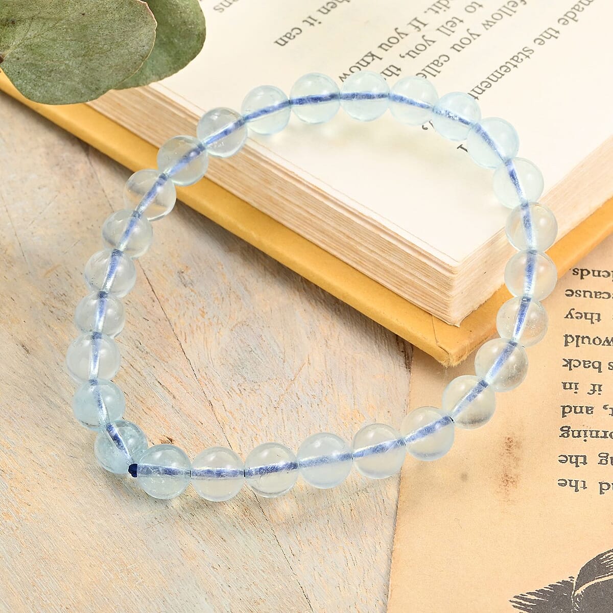 Mangoro Aquamarine Beaded Stretch Bracelet 80.00 ctw image number 1