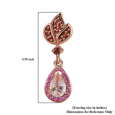Premium Marropino Morganite and Multi Gemstone Earrings in Vermeil Rose Gold Over Sterling Silver 1.15 ctw
