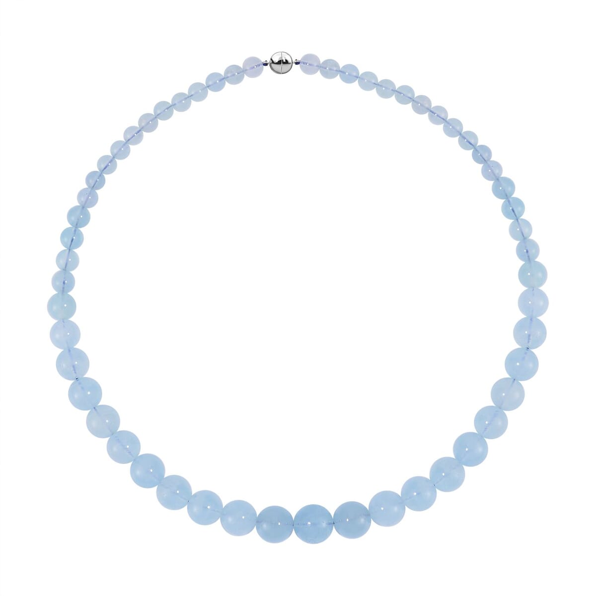 Mangoro Aquamarine Beaded Graduation Necklace 20 Inches with Magnetic Clasp in Rhodium Over Sterling Silver 362.00 ctw image number 0