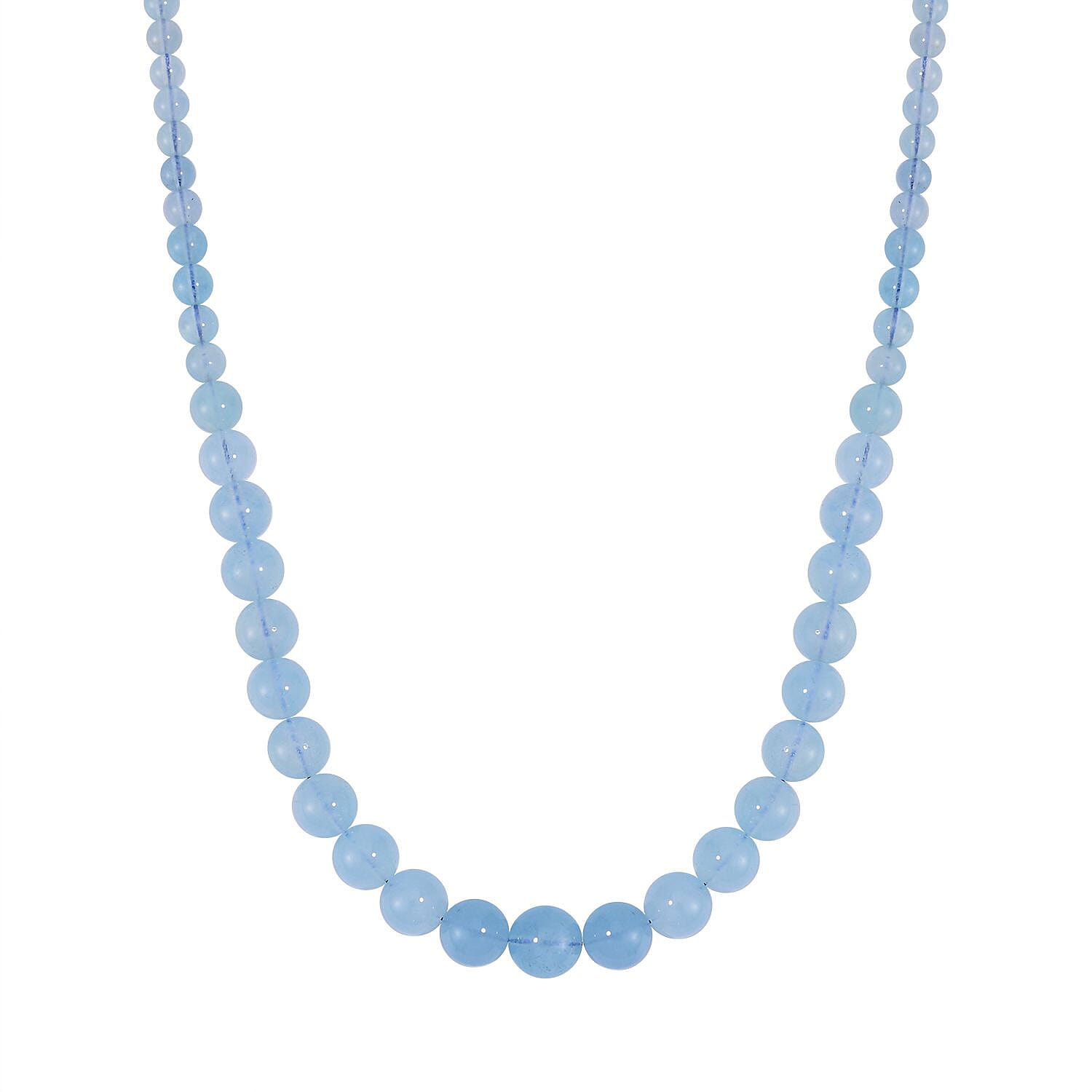 Mangoro Aquamarine 362.00 ctw Beaded Graduation Necklace 20 Inches with Magnetic Clasp in Rhodium Over Sterling Silver