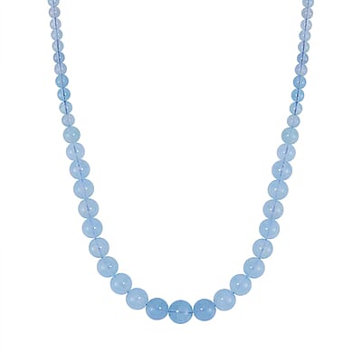 Mangoro Aquamarine 362.00 ctw Beaded Graduation Necklace 20 Inches with Magnetic Clasp in Rhodium Over Sterling Silver
