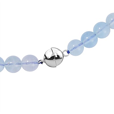 Mangoro Aquamarine 362.00 ctw Beaded Graduation Necklace 20 Inches with Magnetic Clasp in Rhodium Over Sterling Silver