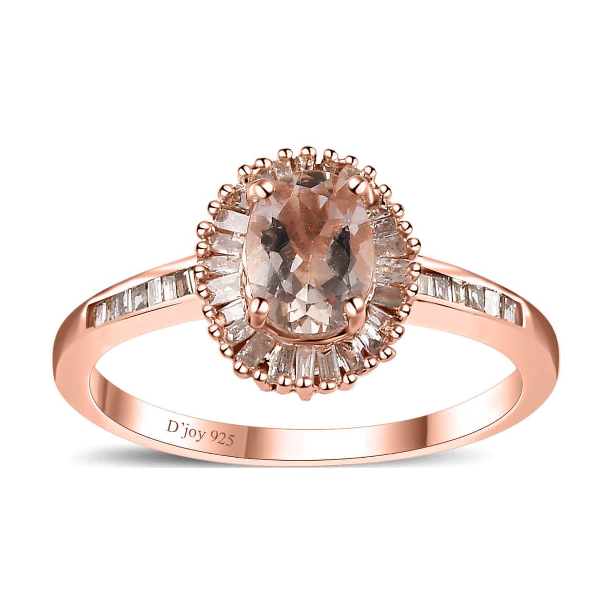 Premium Marropino Morganite, Natural Champagne and White Diamond Ring in Vermeil Rose Gold Over Sterling Silver (Size 10.0) 1.10 ctw image number 0