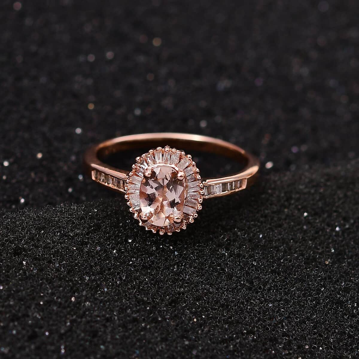 Premium Marropino Morganite, Natural Champagne and White Diamond Ring in Vermeil Rose Gold Over Sterling Silver (Size 10.0) 1.10 ctw image number 1