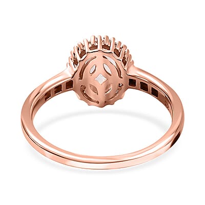 Premium Marropino Morganite, Natural Champagne and White Diamond Ring in Vermeil Rose Gold Over Sterling Silver (Size 10.0) 1.10 ctw