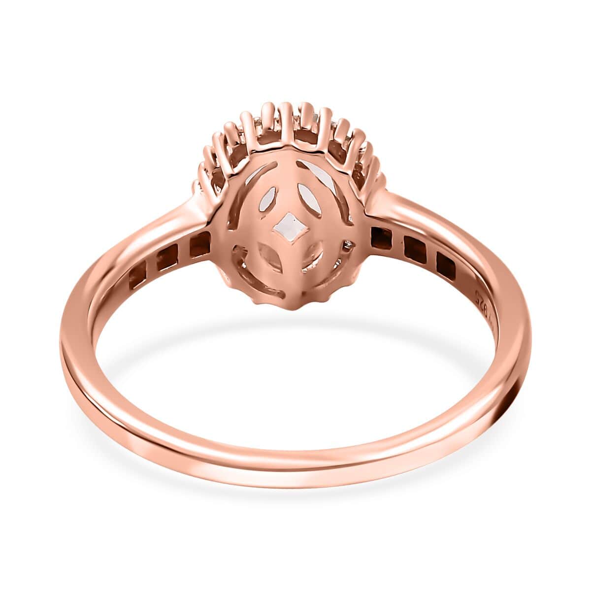 Premium Marropino Morganite, Natural Champagne and White Diamond Ring in Vermeil Rose Gold Over Sterling Silver (Size 10.0) 1.10 ctw image number 4