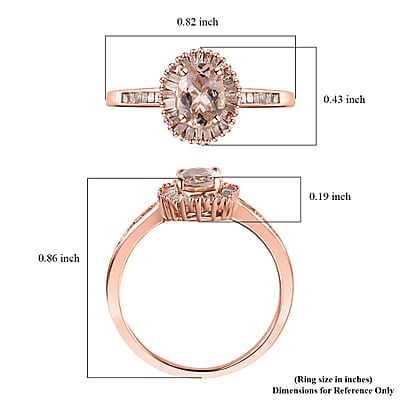 Premium Marropino Morganite, Natural Champagne and White Diamond Ring in Vermeil Rose Gold Over Sterling Silver (Size 10.0) 1.10 ctw