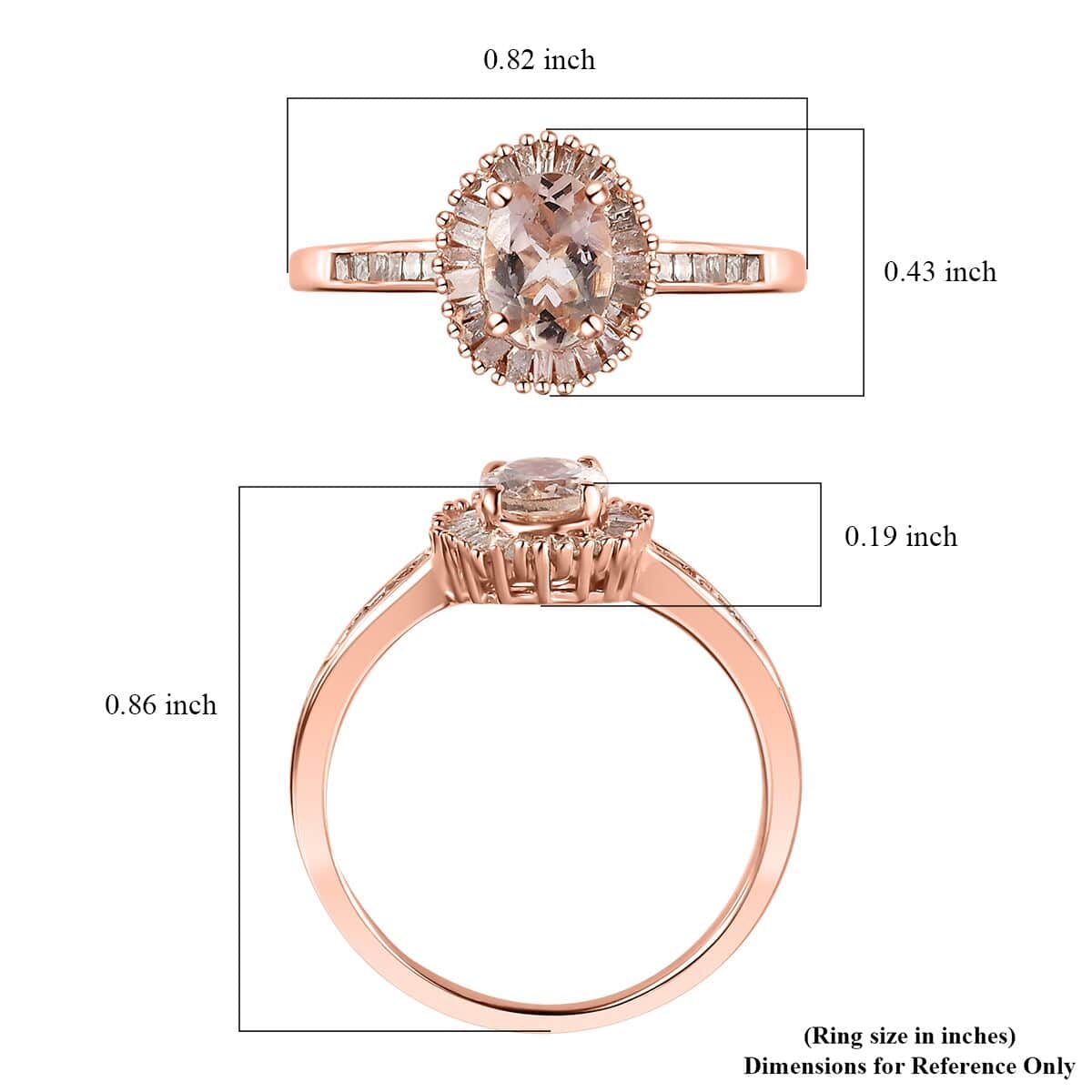 Premium Marropino Morganite, Natural Champagne and White Diamond Ring in Vermeil Rose Gold Over Sterling Silver (Size 10.0) 1.10 ctw image number 5