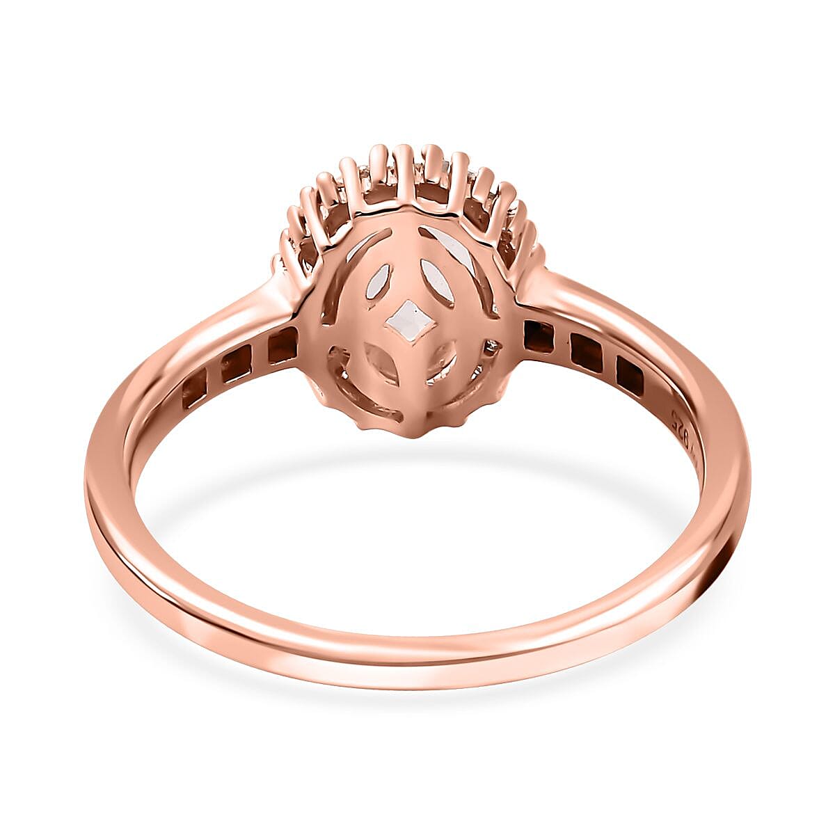 Premium Marropino Morganite, Natural Champagne and White Diamond Ring in Vermeil Rose Gold Over Sterling Silver (Size 6.0) 1.10 ctw image number 4