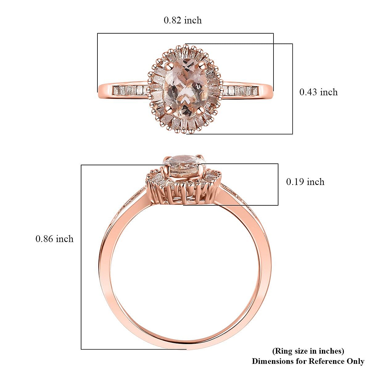 Premium Marropino Morganite, Natural Champagne and White Diamond Ring in Vermeil Rose Gold Over Sterling Silver (Size 6.0) 1.10 ctw image number 5