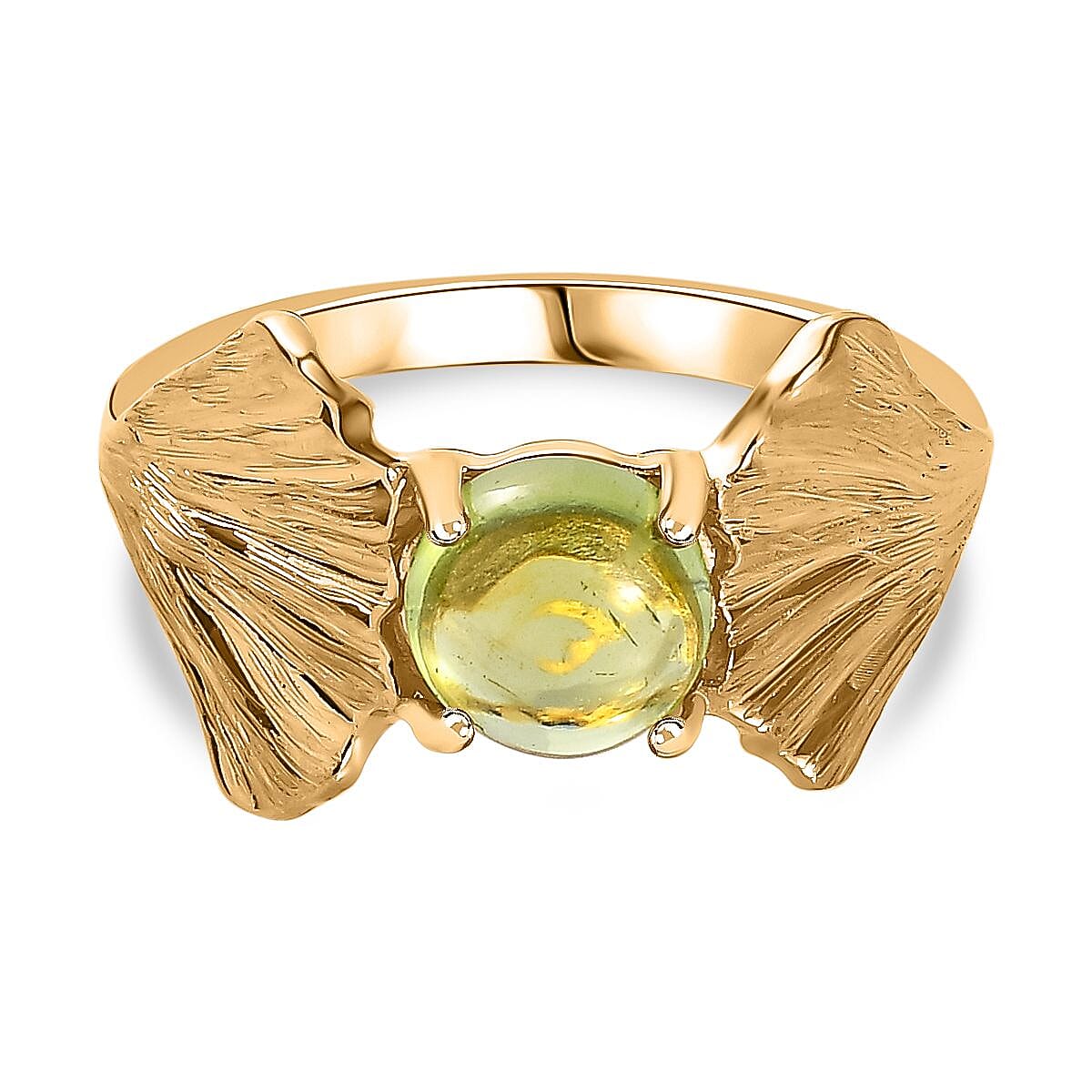 Peridot and Kanchanaburi Blue Sapphire 1.70 ctw Fancy Ring in Vermeil Yellow Gold Over Sterling Silver (Size 11.5)