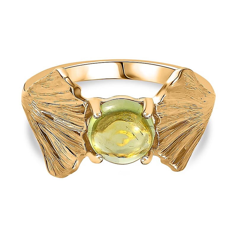 Peridot and Kanchanaburi Blue Sapphire 1.70 ctw Fancy Ring in Vermeil Yellow Gold Over Sterling Silver (Size 11.5)