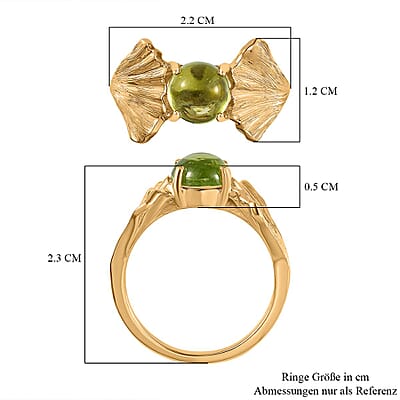 Peridot and Kanchanaburi Blue Sapphire 1.70 ctw Fancy Ring in Vermeil Yellow Gold Over Sterling Silver (Size 11.5)