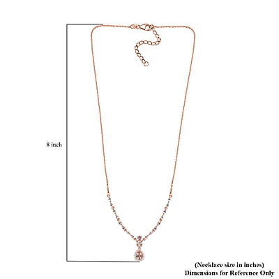 Premium Marropino Morganite and Multi Gemstone Drop Necklace 18-20 Inches in Vermeil Rose Gold Over Sterling Silver 3.00 ctw