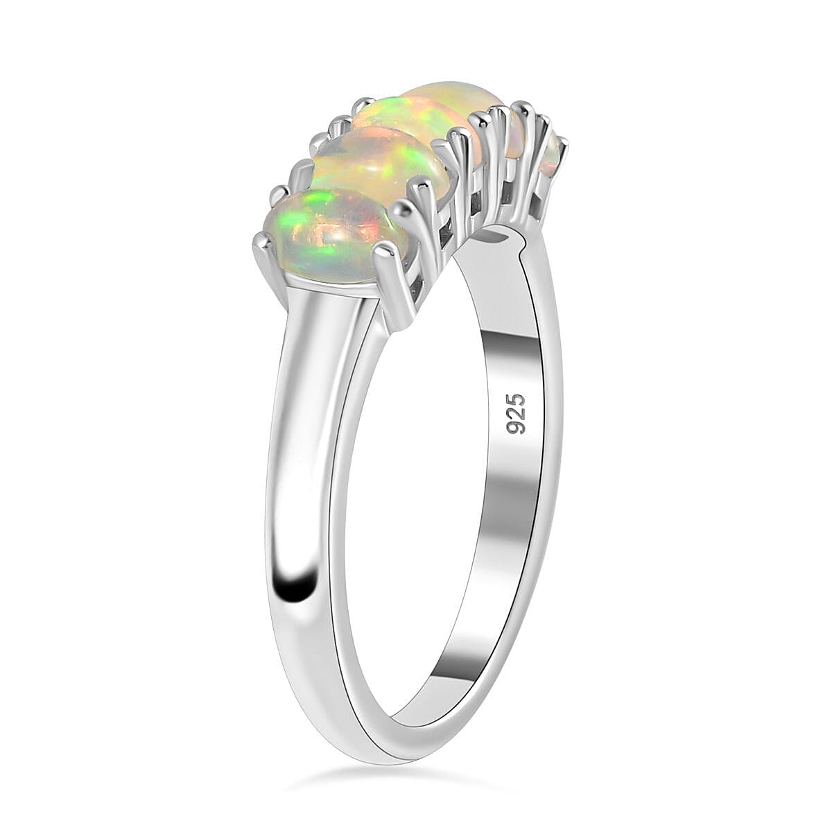 Ethiopian Welo Opal 1.00 ctw Ring in Platinum Over Sterling Silver (Size 10)