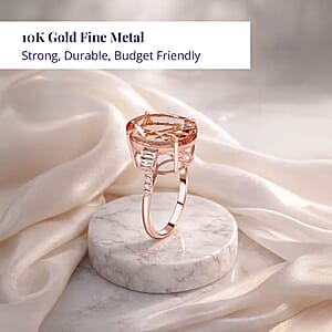 Luxoro 10K Rose Gold Premium Marropino Morganite and G-H I2 Diamond Ring (Size 10.0) 4.85 Grams 8.10 ctw