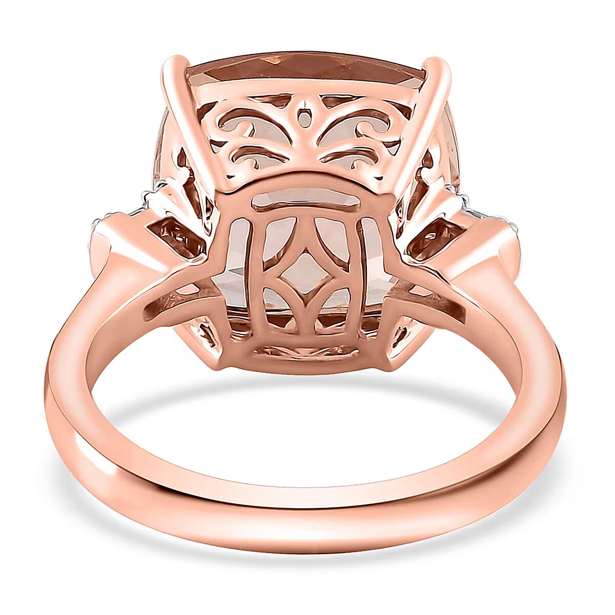 Luxoro 10K Rose Gold Premium Marropino Morganite and G-H I2 Diamond Ring (Size 10.0) 4.85 Grams 8.10 ctw image number 6