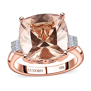 Luxoro 10K Rose Gold Premium Marropino Morganite, Diamond (G-H, I2) Ring (Size 11.5) (4.85 g) 8.10 ctw