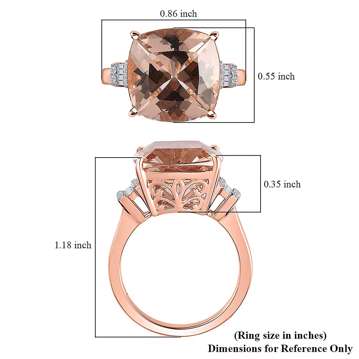 Luxoro 10K Rose Gold Premium Marropino Morganite, Diamond (G-H, I2) Ring (Size 11.5) (4.85 g) 8.10 ctw image number 5