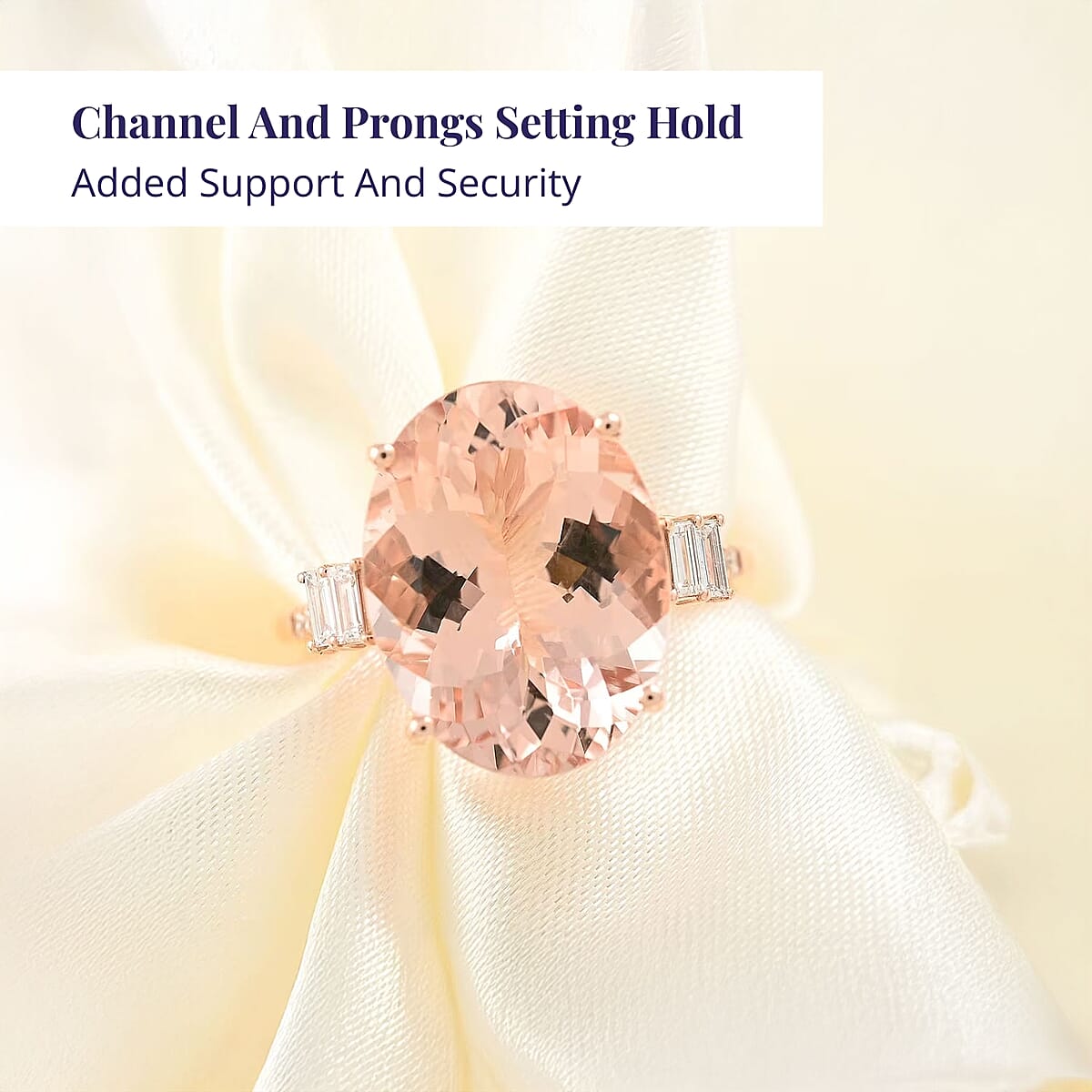 Luxoro 10K Rose Gold Premium Marropino Morganite, Diamond (G-H, I2) Ring (Size 12.0) (4.85 g) 8.10 ctw image number 3