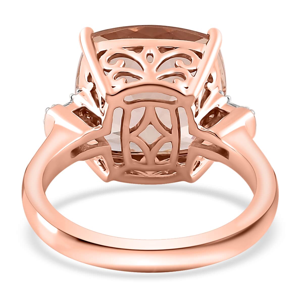 Luxoro 10K Rose Gold Premium Marropino Morganite and G-H I2 Diamond Ring (Size 8.0) 4.85 Grams 8.10 ctw image number 4