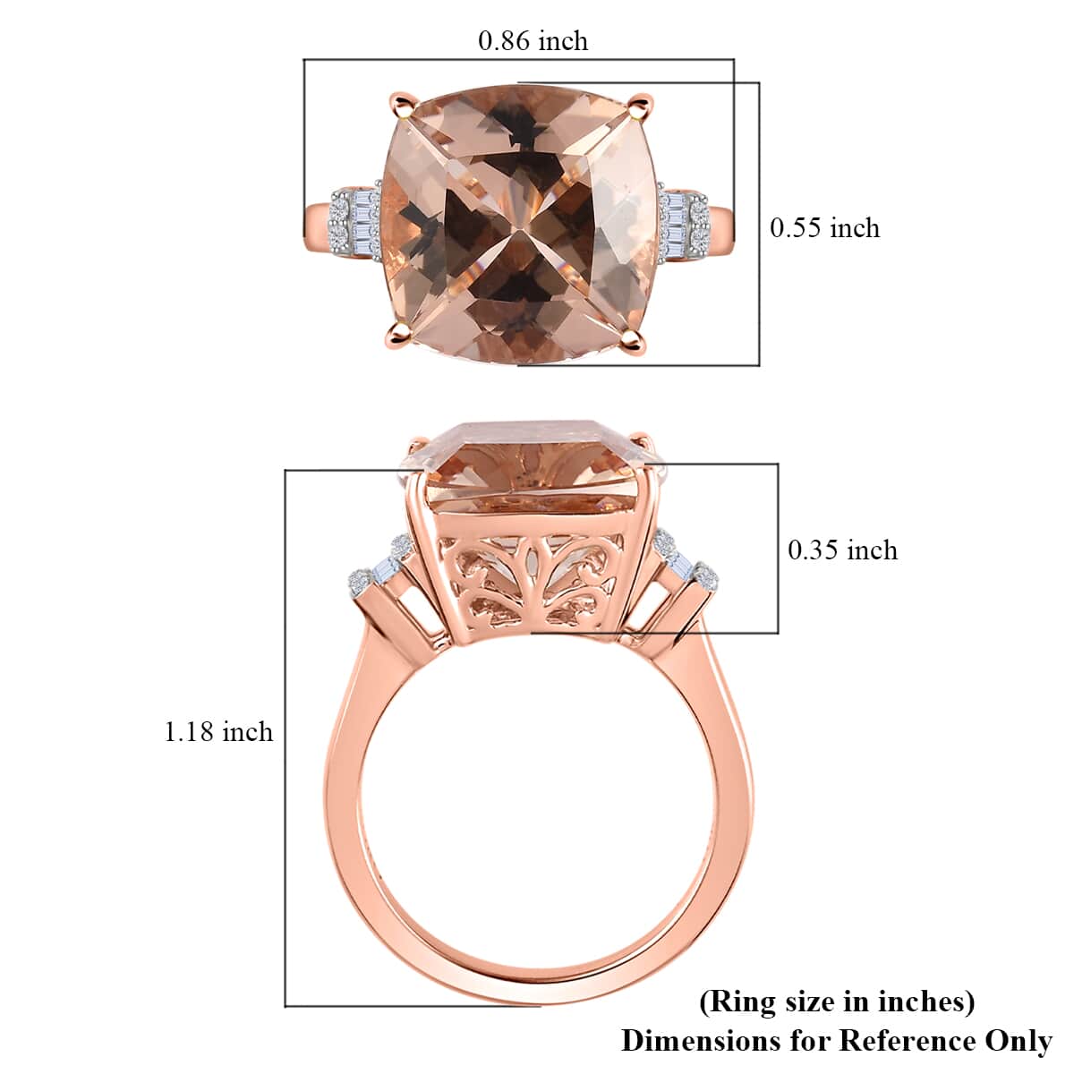 Luxoro 10K Rose Gold Premium Marropino Morganite and G-H I2 Diamond Ring (Size 8.0) 4.85 Grams 8.10 ctw image number 5