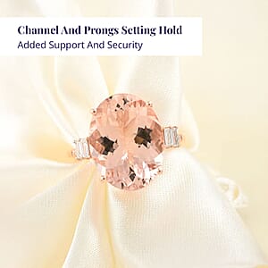 Luxoro 10K Rose Gold Premium Marropino Morganite, Diamond (G-H, I2) Ring (Size 9.5) (4.85 g) 8.10 ctw