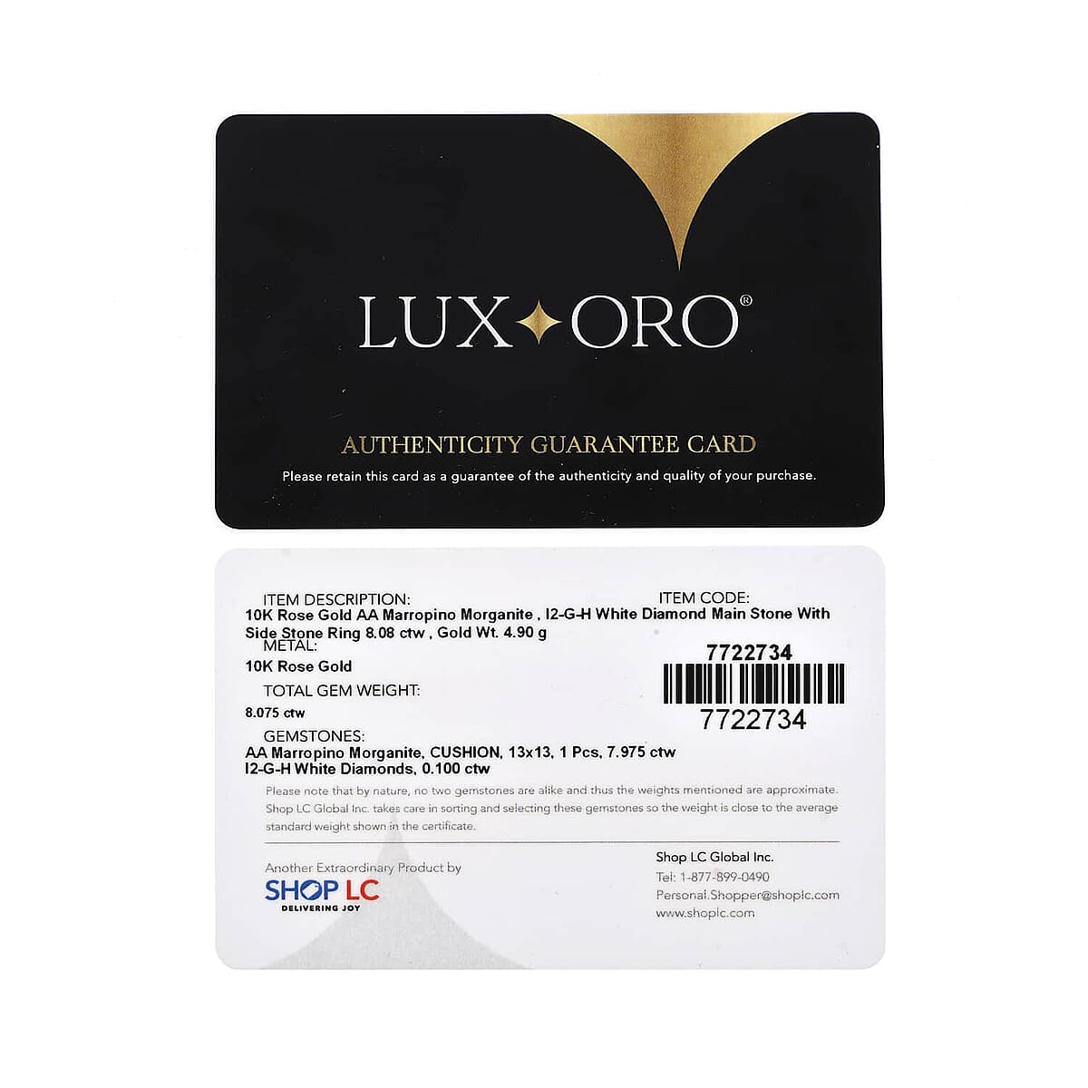 Luxoro 10K Rose Gold Premium Marropino Morganite, Diamond (G-H, I2) Ring (Size 9.5) (4.85 g) 8.10 ctw image number 6