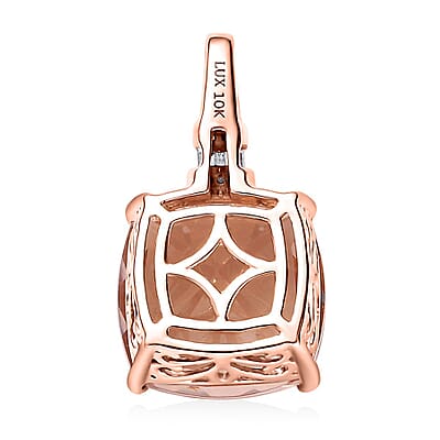Luxoro 10K Rose Gold Premium Marropino Morganite and G-H I2 Diamond Pendant without Chain 8.00 ctw